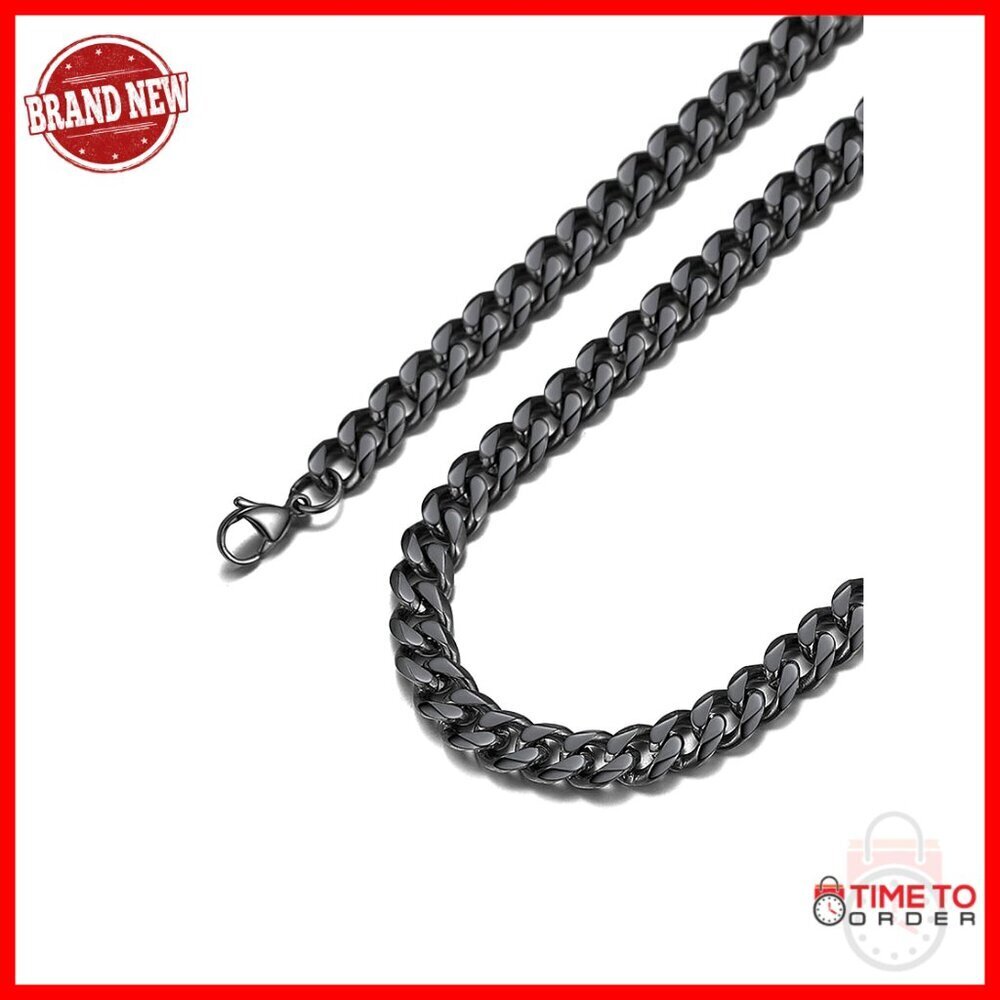 Stainless Steel Cuban Link Chain Necklace 18-30 Inch Lobster Clasp